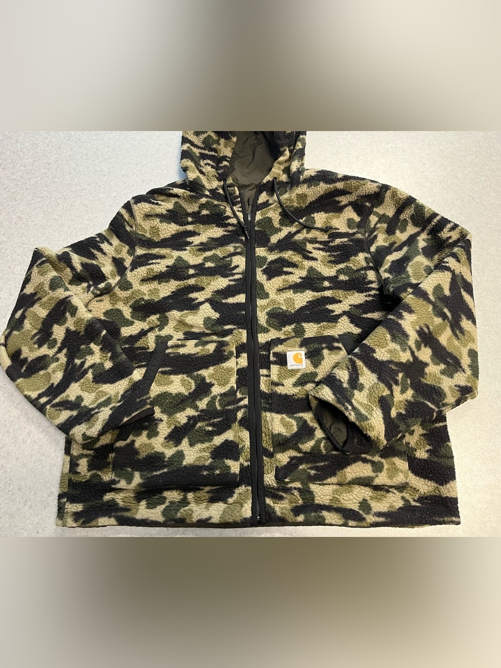 Carhartt 104992 Rain Defender Reversible Camo Fleece Jacket Men’s XL Hooded
